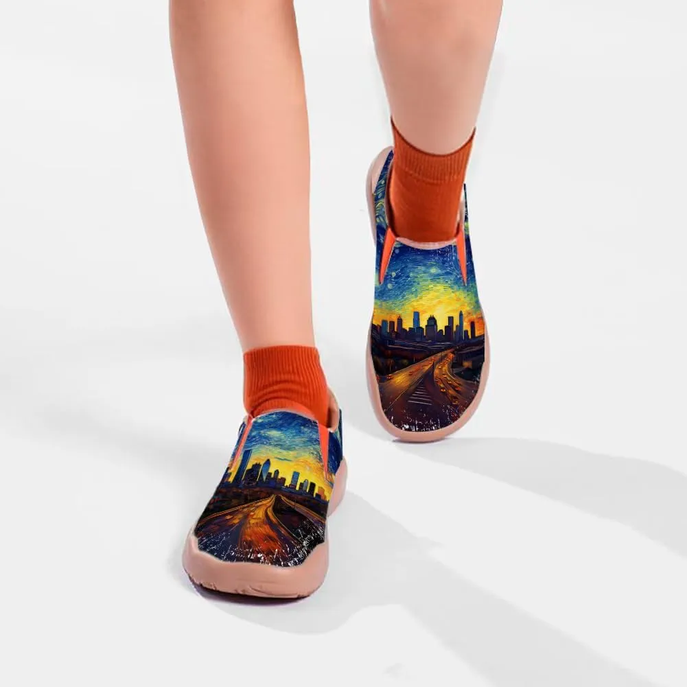 Kid's Casual Loafers Boys Girls Lightweight Cozy Slip On Sneakers Art Painted Walking Travel Shoes