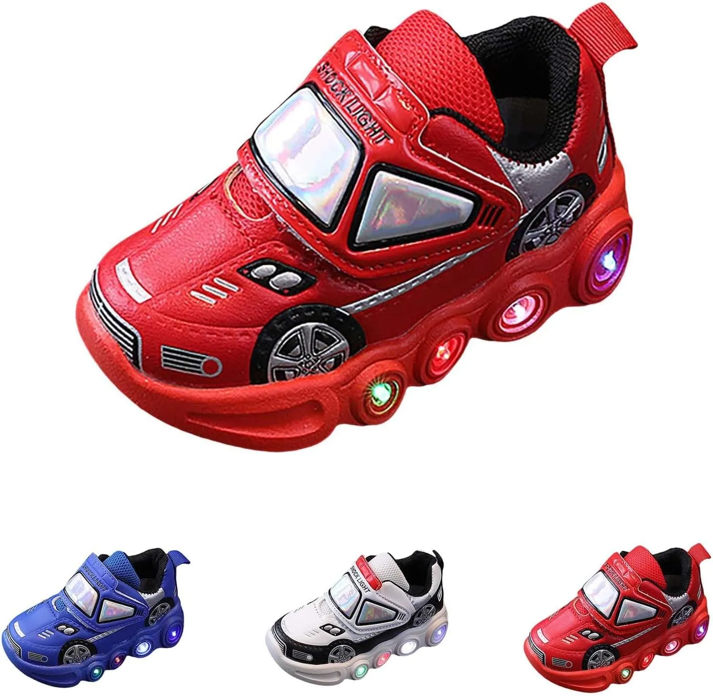 Kids' Light-Up Flashing Sneaker Athletic Running Shoes with Strap Fashionable Fun for Boys Girls Toddler Little Kid