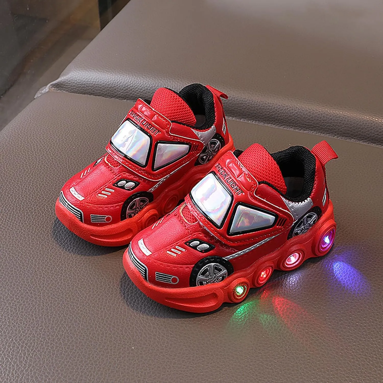 Kids' Light-Up Flashing Sneaker Athletic Running Shoes with Strap Fashionable Fun for Boys Girls Toddler Little Kid