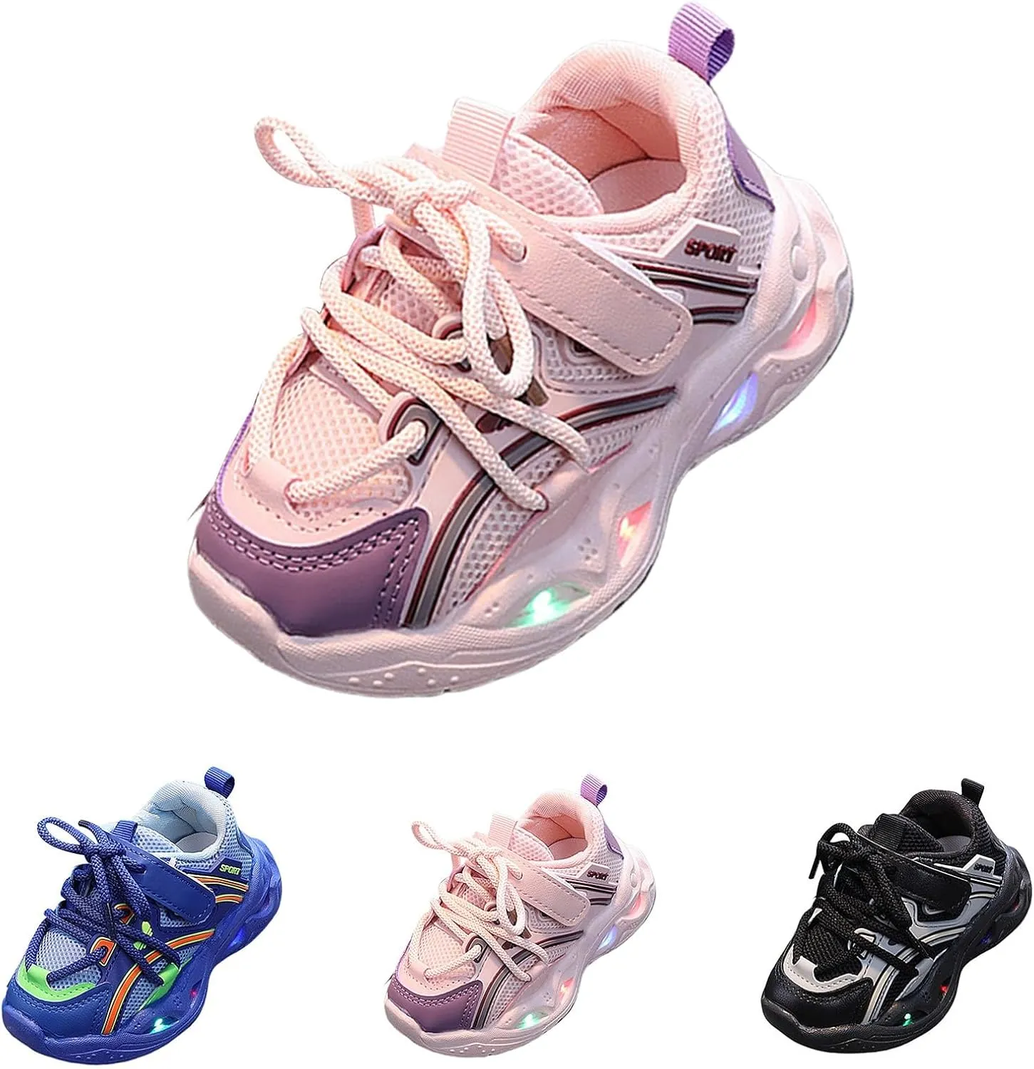 Kids Light Up Sneakers Toddler Boys Girls LED Lightweight Breathable Walking Shoes Children Luminous Flashing Shoes