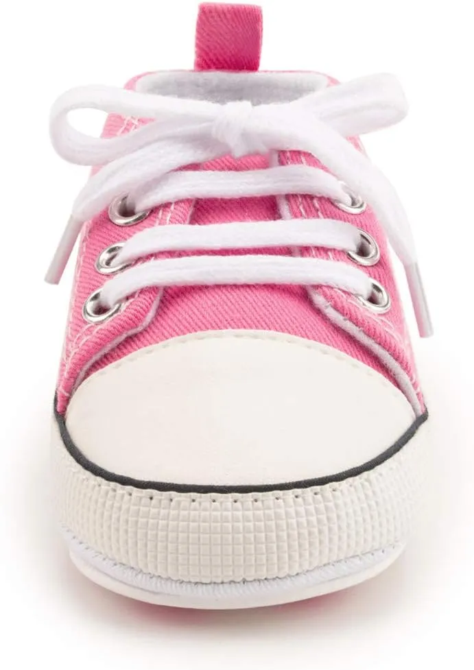 KIDSUN Unisex Baby Boys Girls High Top Sneaker Soft Anti-Slip Sole Newborn Infant First Walkers Canvas Denim Shoes