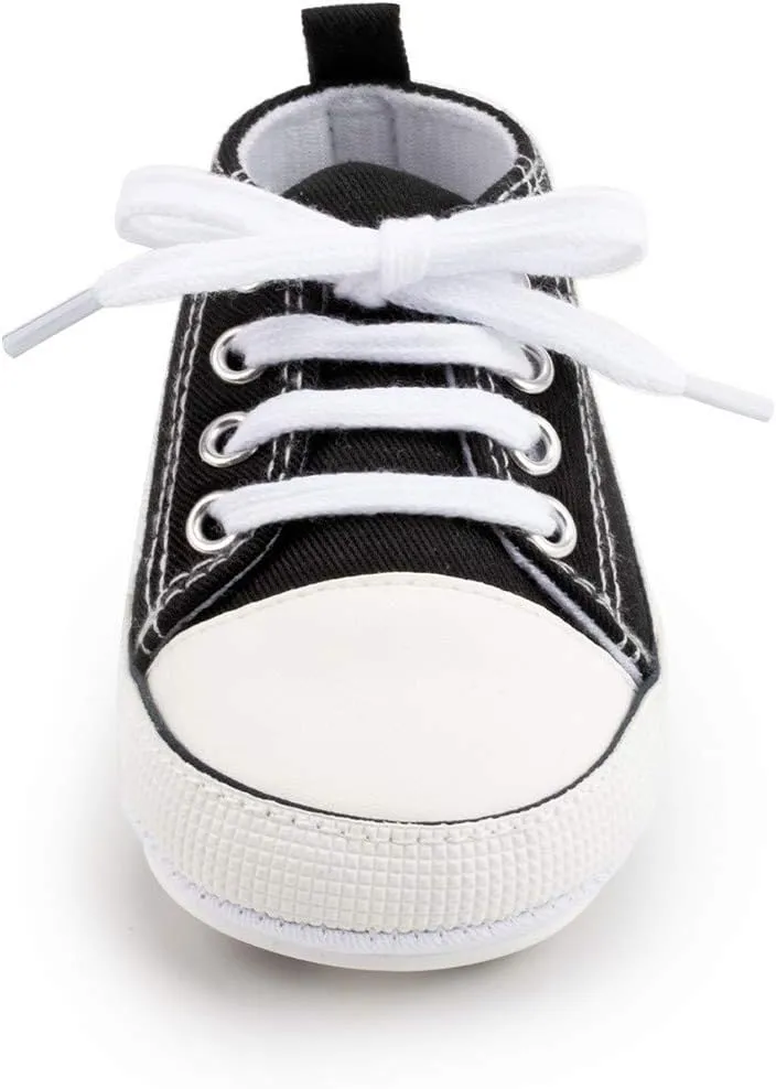 KIDSUN Unisex Baby Boys Girls High Top Sneaker Soft Anti-Slip Sole Newborn Infant First Walkers Canvas Denim Shoes