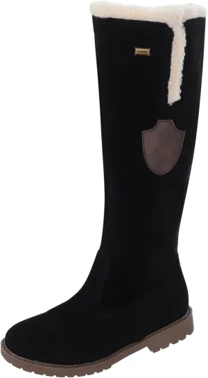 Knee High Boots Women Winter Snow Boots for Women Girls Fleece Lined Warm Boots Round Toe Chunky Low Heel Fashion Boots Long Tall Booties for Ladies Pull On Boots Knee Length Flat Boots