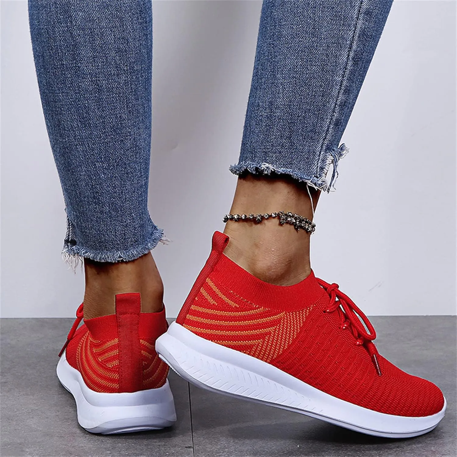 Lausiuoe Sneakers For Women Walking Shoes Comfortable Lightweight Breathable Slip On Sneakers for Women Work Workout Gym