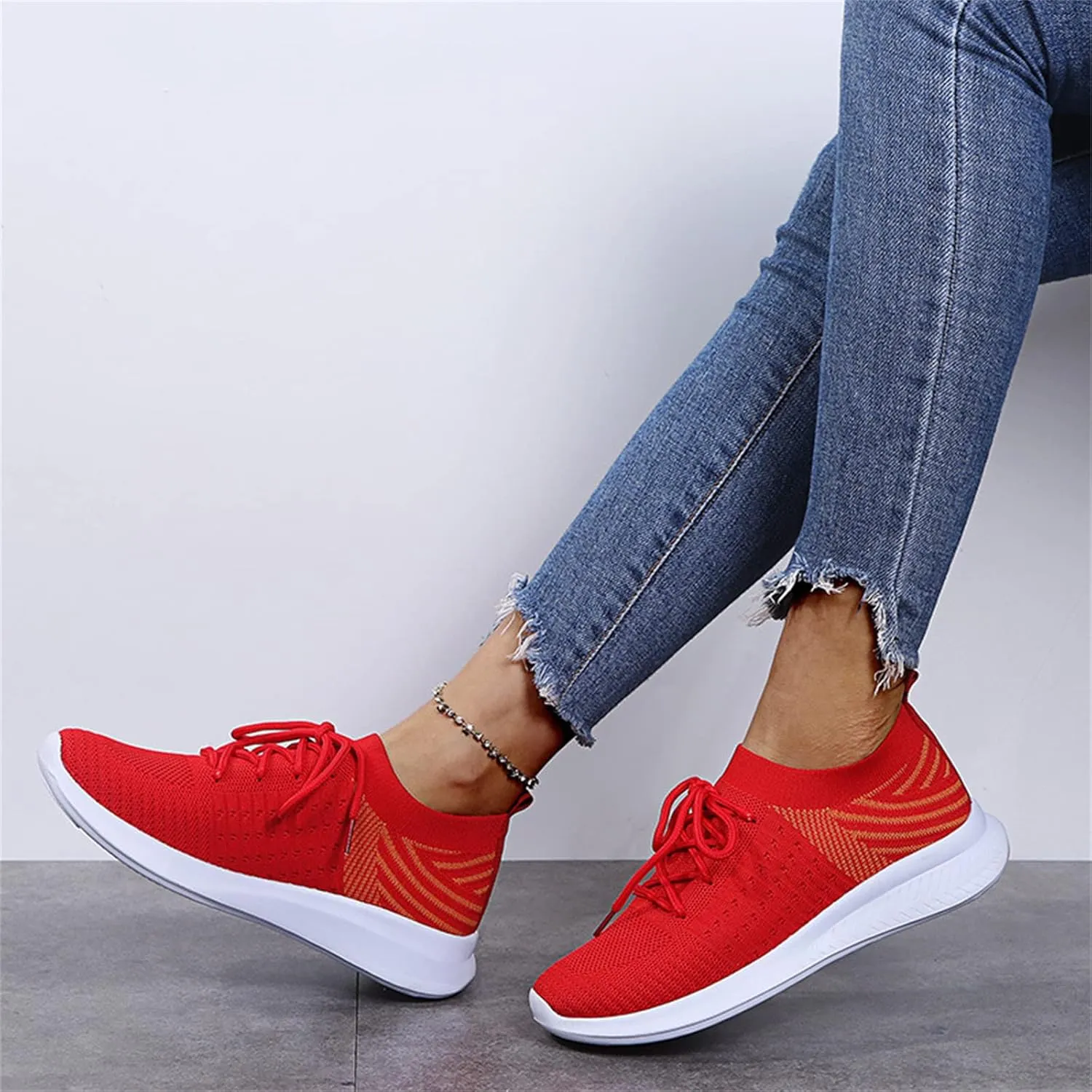 Lausiuoe Sneakers For Women Walking Shoes Comfortable Lightweight Breathable Slip On Sneakers for Women Work Workout Gym