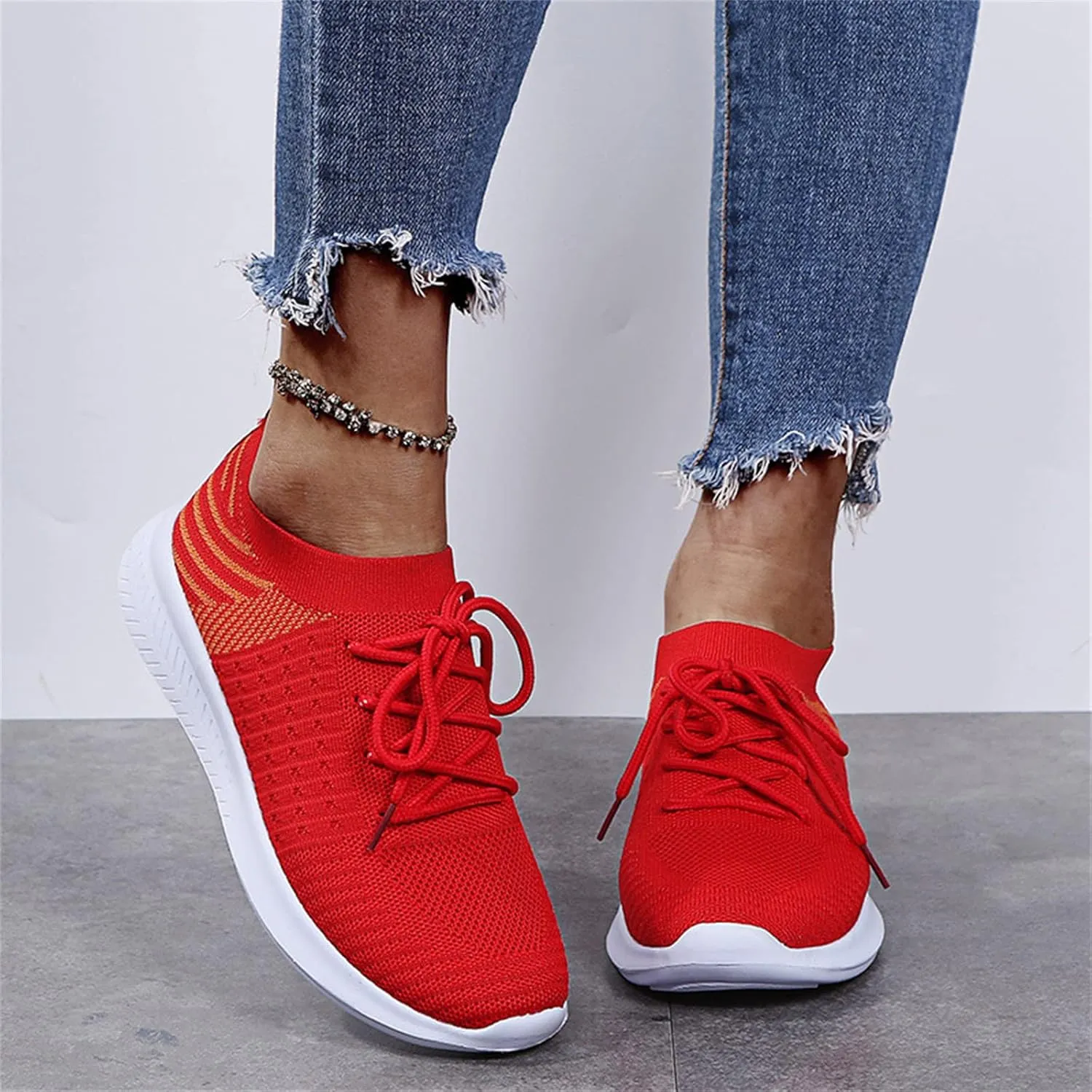 Lausiuoe Sneakers For Women Walking Shoes Comfortable Lightweight Breathable Slip On Sneakers for Women Work Workout Gym
