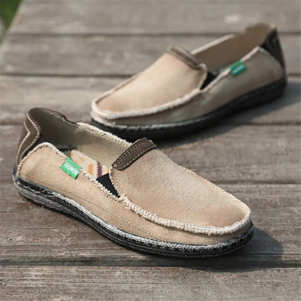 LEADER SHOW Men's Casual Slip On Flat Loafers Comfortable Walking Canvas Boat Driving Shoes