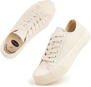 LUCKY STEP Women 's Canvas Shoes Low Top Fashion Sneakers Lace-up Classic Casual Walking Shoes