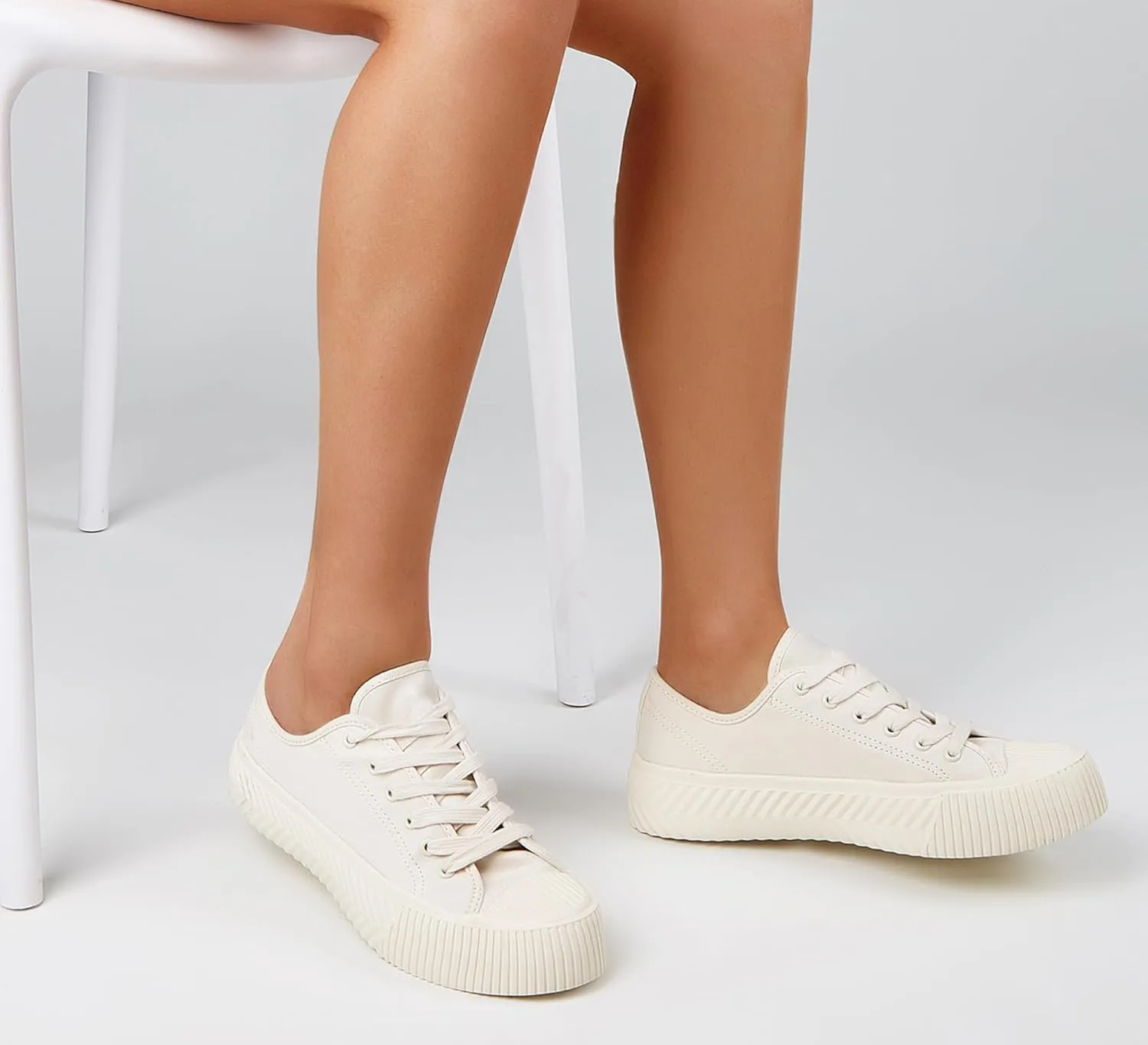 LUCKY STEP Women 's Canvas Shoes Low Top Fashion Sneakers Lace-up Classic Casual Walking Shoes