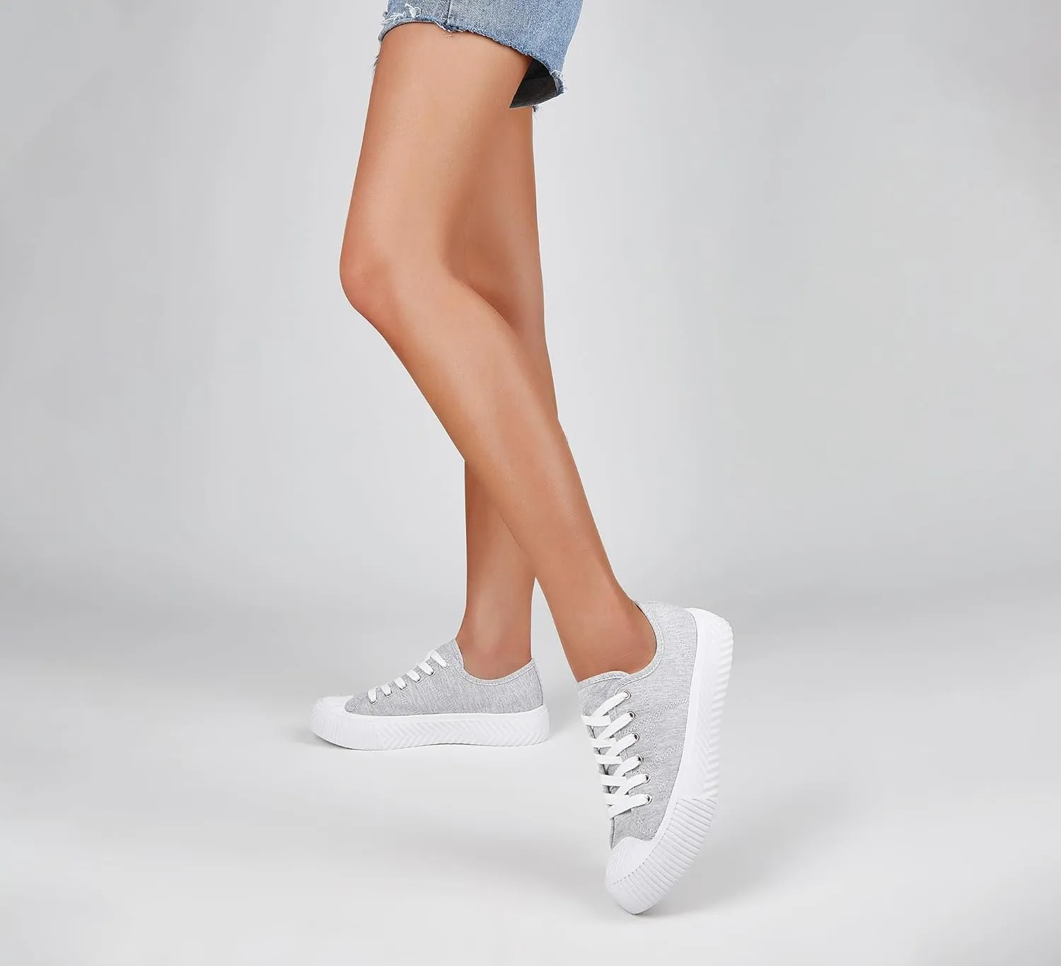 LUCKY STEP Women 's Canvas Shoes Low Top Fashion Sneakers Lace-up Classic Casual Walking Shoes