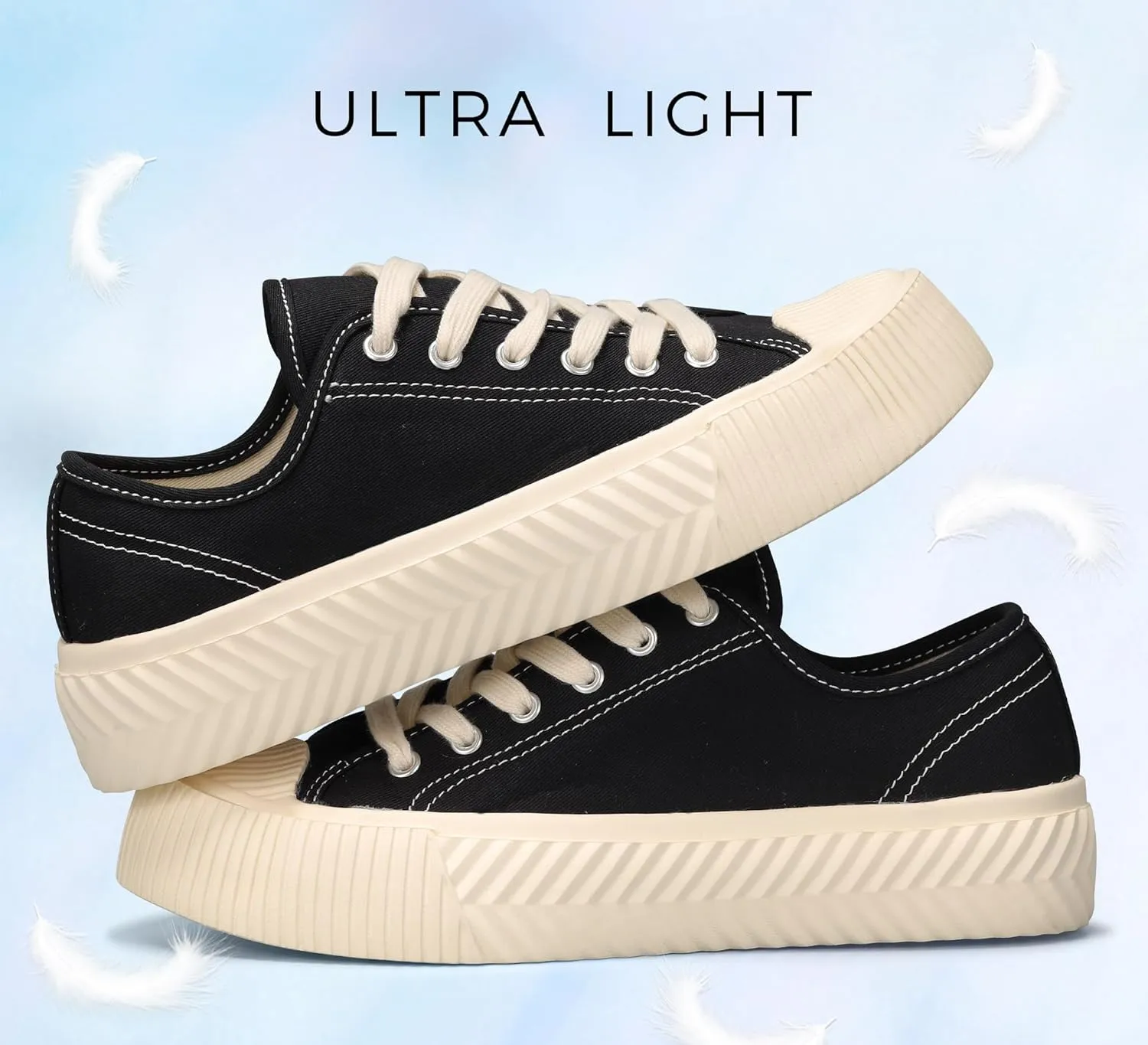 LUCKY STEP Women 's Canvas Shoes Low Top Fashion Sneakers Lace-up Classic Casual Walking Shoes