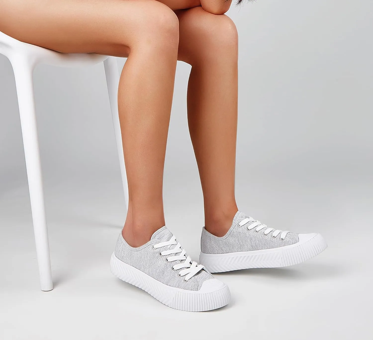 LUCKY STEP Women 's Canvas Shoes Low Top Fashion Sneakers Lace-up Classic Casual Walking Shoes