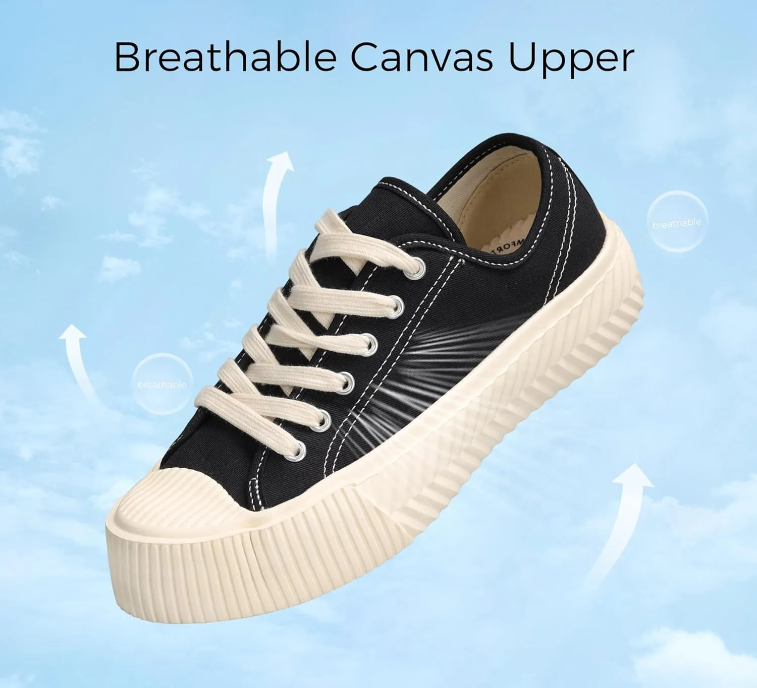 LUCKY STEP Women 's Canvas Shoes Low Top Fashion Sneakers Lace-up Classic Casual Walking Shoes