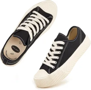 LUCKY STEP Women 's Canvas Shoes Low Top Fashion Sneakers Lace-up Classic Casual Walking Shoes