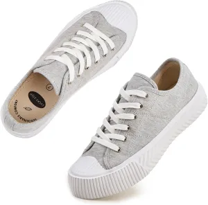 LUCKY STEP Women 's Canvas Shoes Low Top Fashion Sneakers Lace-up Classic Casual Walking Shoes