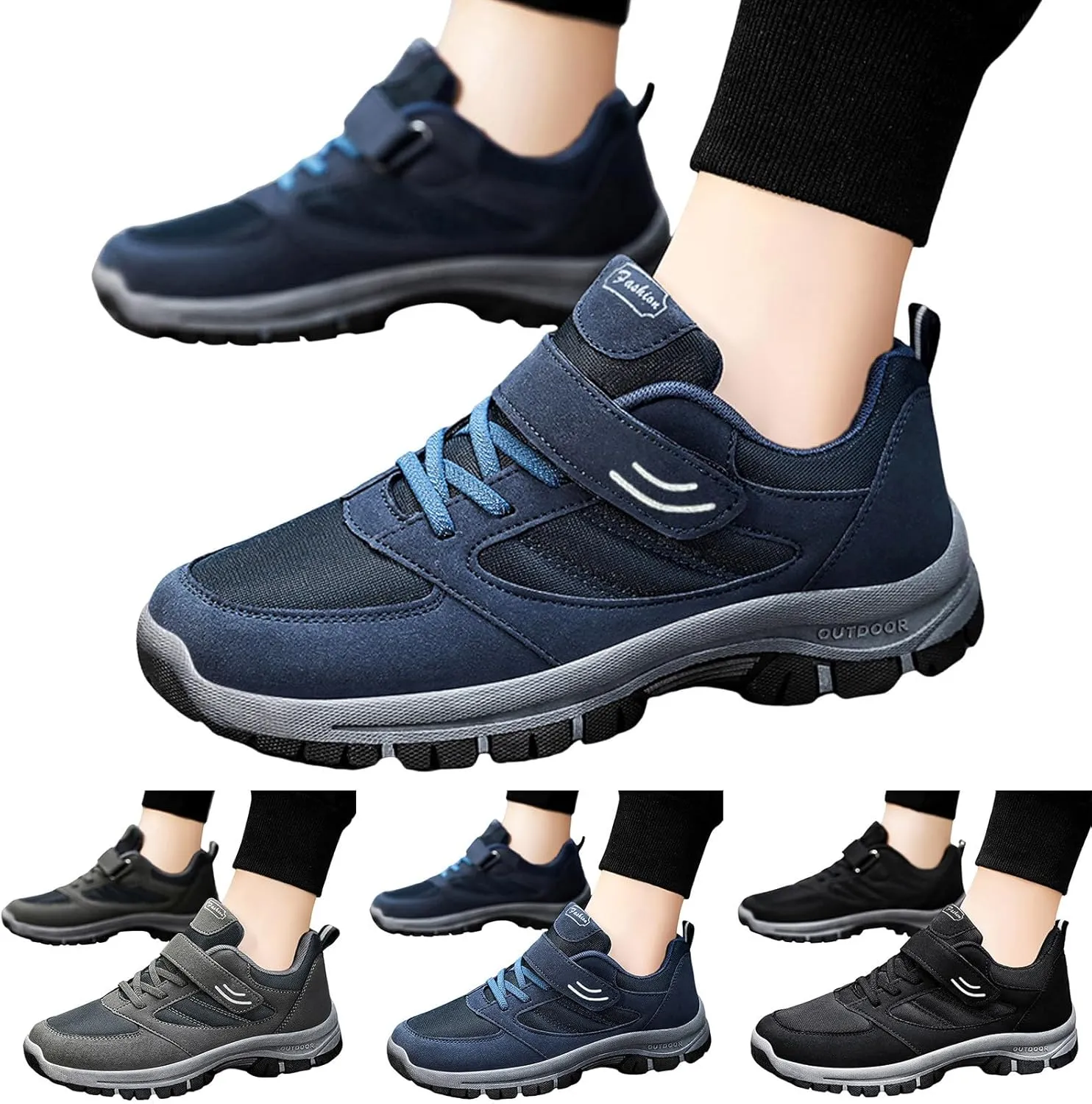 Men Casual Shoes Fashionable New Pattern Solid Color Simple Thick Sole Hook Loop Four Season Sports Mens Athletic Shoes