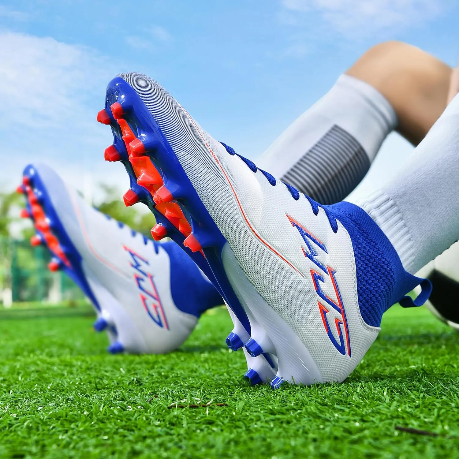 Men Soccer Shoes High-Top Soccer Cleats for Youth Boys Girls Womens Outdoor Football Shoes Adult Unisex Pink Black Purple White