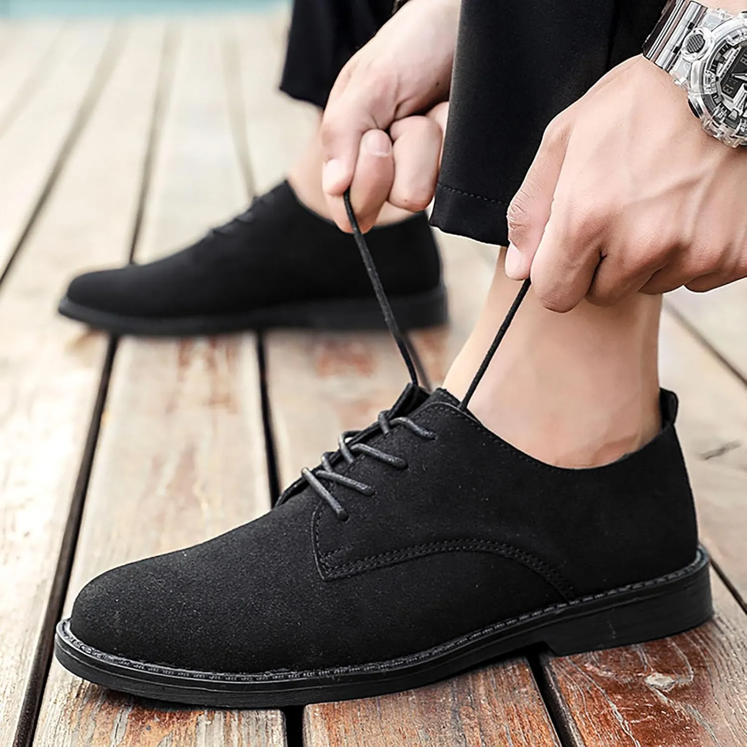 Men's Business Lace Up Dress Shoes Leisure Fashion Solid Color Breathable Comfortable Leather Low Top Leather Shoes
