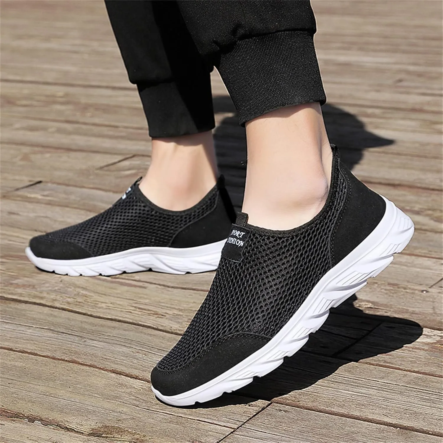 Mens Running Shoes Mesh Breathable Casual Shoes Slip On High Top Sneakers Sneakers Air Cushion Running Tennis Red Tennis Shoe Loafers Dress Shoe