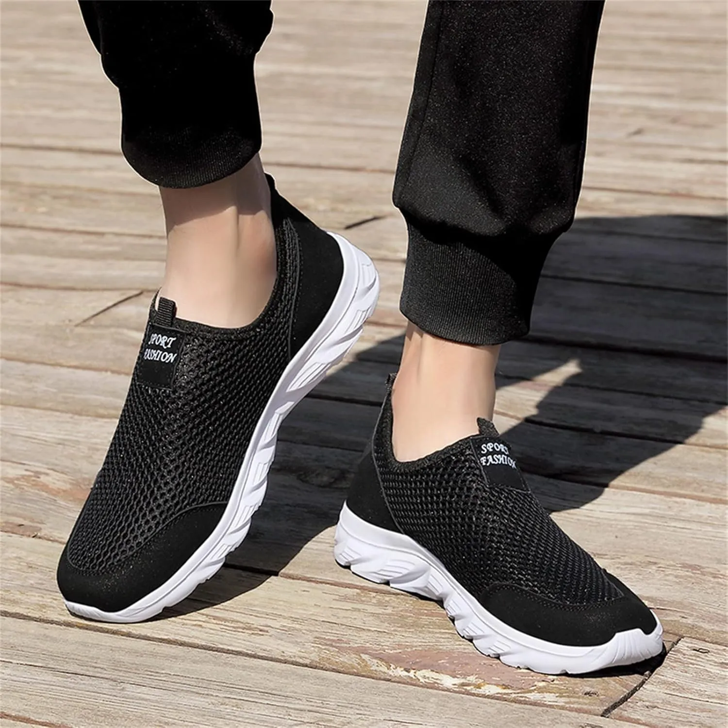 Mens Running Shoes Mesh Breathable Casual Shoes Slip On High Top Sneakers Sneakers Air Cushion Running Tennis Red Tennis Shoe Loafers Dress Shoe