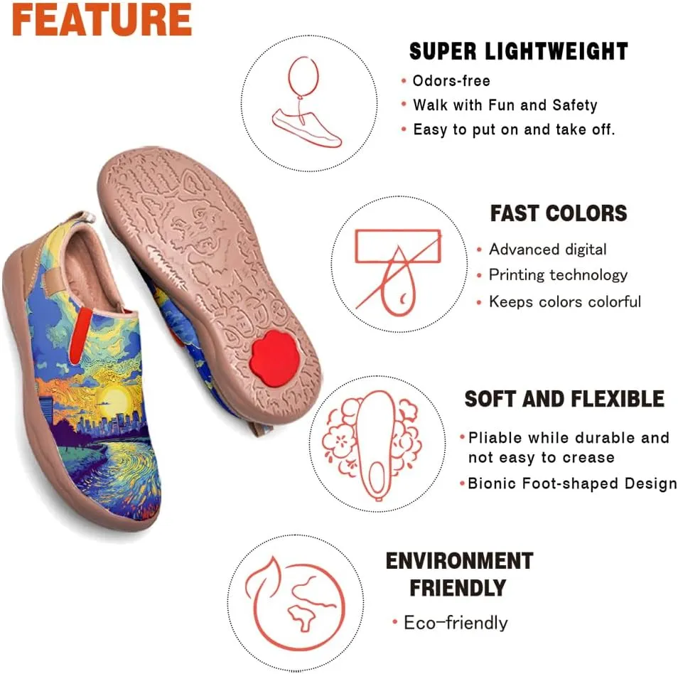Men's Slip On Casual Loafers Lightweight Comfort Shoes Art Painted Travel Walking Sneakers