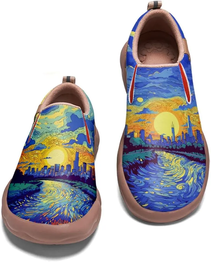 Men's Slip On Casual Loafers Lightweight Comfort Shoes Art Painted Travel Walking Sneakers