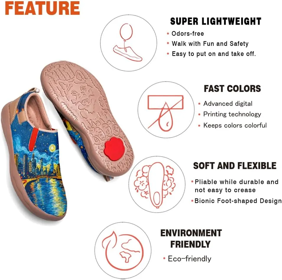 Men's Slip On Casual Loafers Lightweight Comfort Shoes Art Painted Travel Walking Sneakers