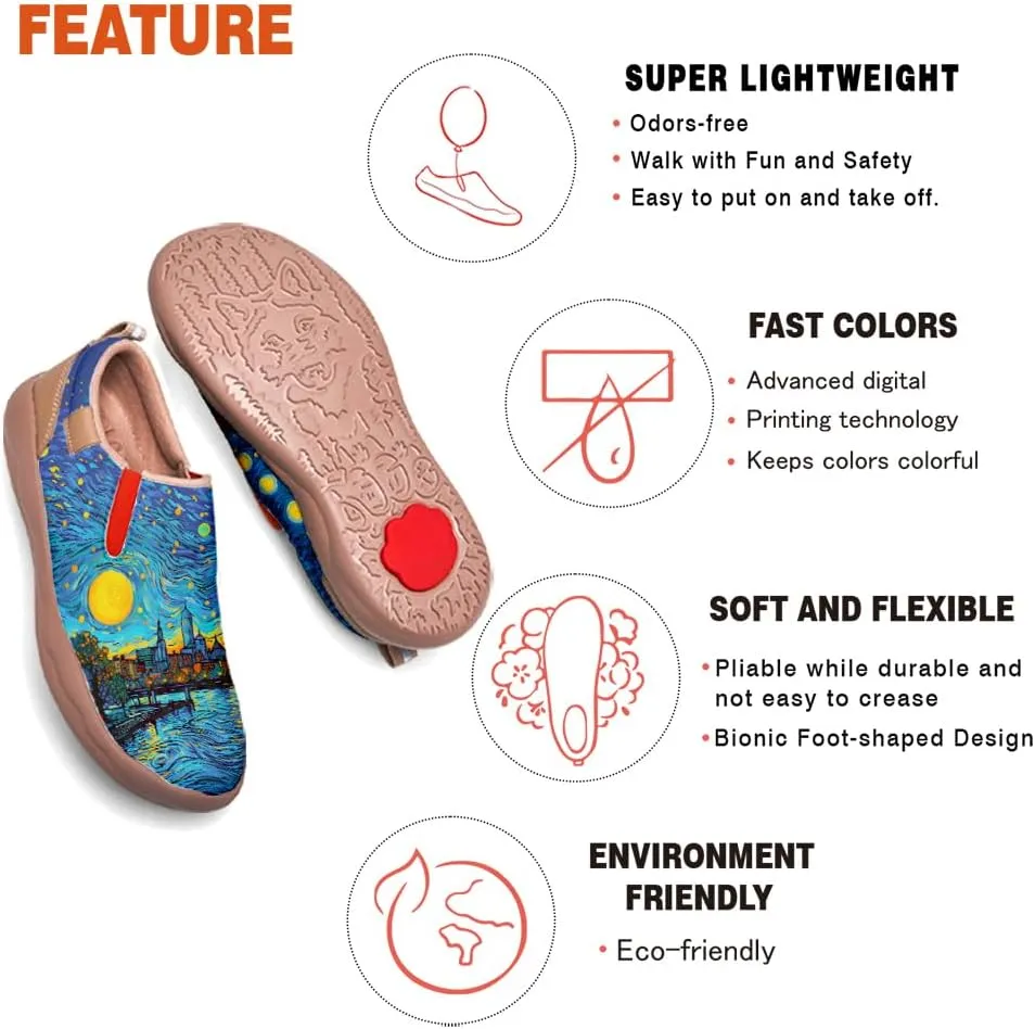Men's Slip On Loafers Lightweight Comfort Casual Shoes Art Painted Travel Sneakers