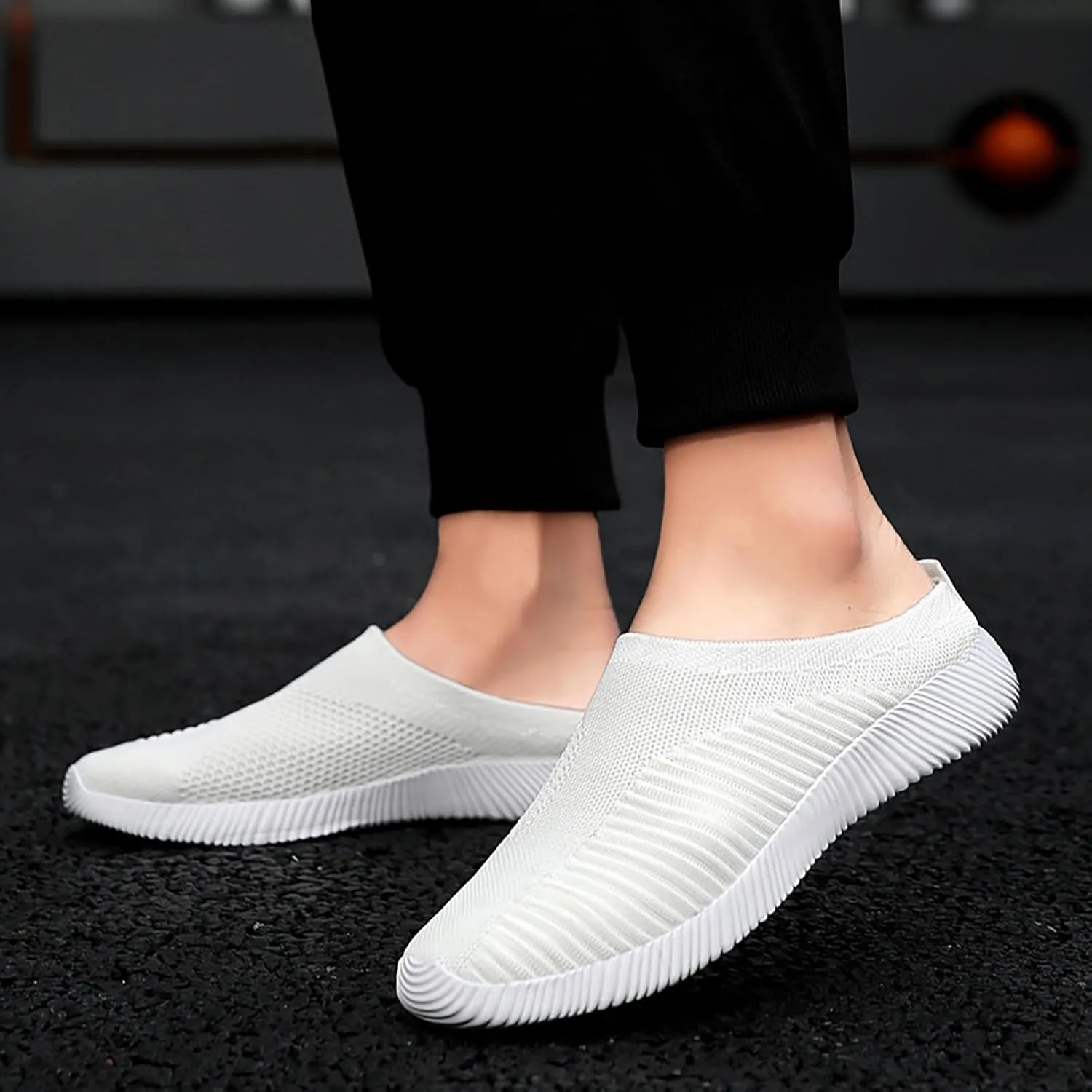 Mens Slippers with Arch Support Casual Mules Slip On Shoes Women Comfort Casual Shoes Trendy Platform Sneakers Waterproof Tennis Shoe White Loafers