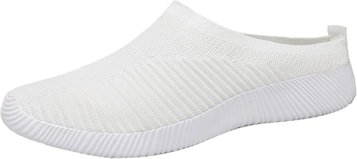 Mens Slippers with Arch Support Casual Mules Slip On Shoes Women Comfort Casual Shoes Trendy Platform Sneakers Waterproof Tennis Shoe White Loafers