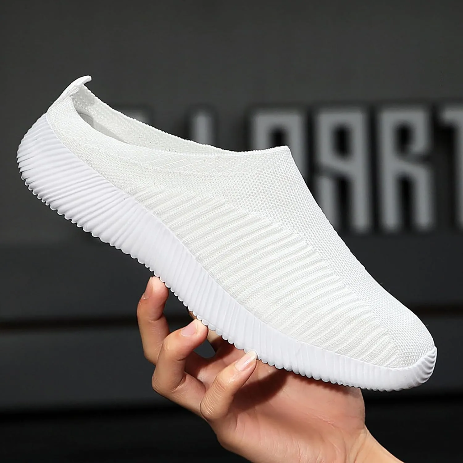 Mens Slippers with Arch Support Casual Mules Slip On Shoes Women Comfort Casual Shoes Trendy Platform Sneakers Waterproof Tennis Shoe White Loafers