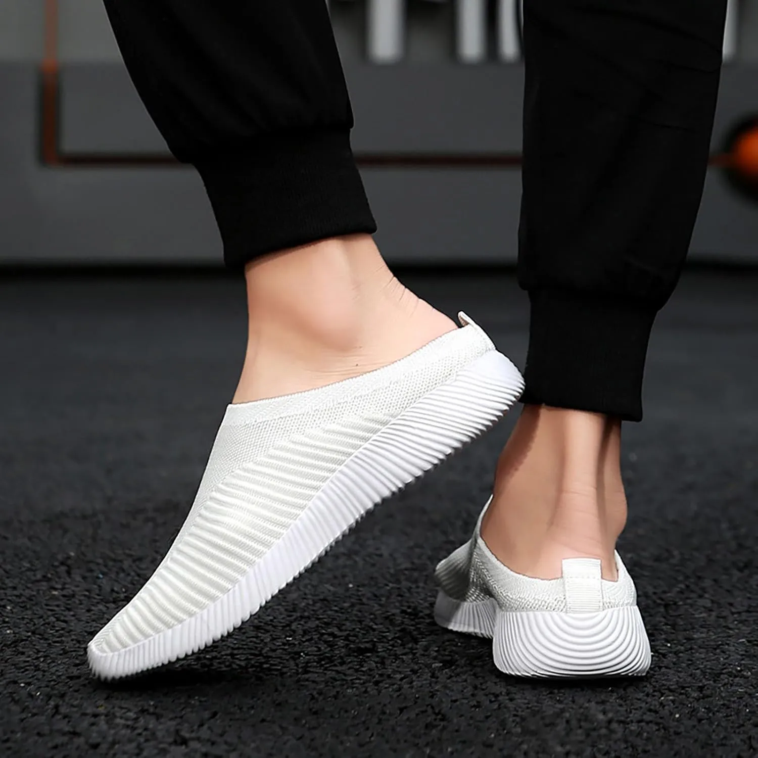 Mens Slippers with Arch Support Casual Mules Slip On Shoes Women Comfort Casual Shoes Trendy Platform Sneakers Waterproof Tennis Shoe White Loafers