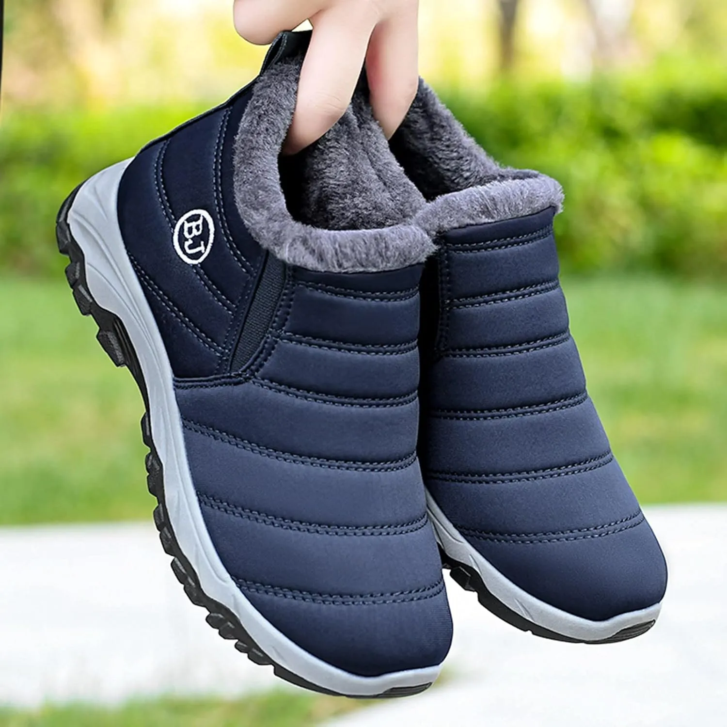 Men's Snow Boots, Waterproof Hiking Boots Insulated Duck Shoes Fur Lined Short Ankle Booties Duck Boots Women