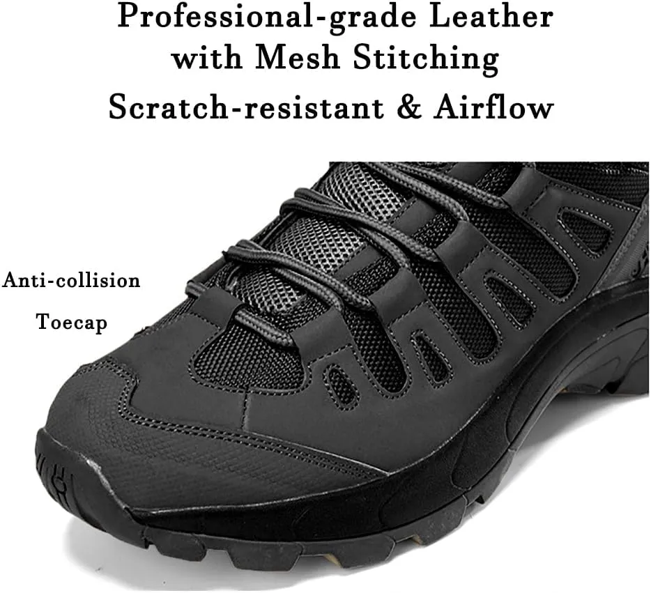 Men's Tactical Ankle Boots: Side Zipper Military Work Boots, Hook & Loop Closure