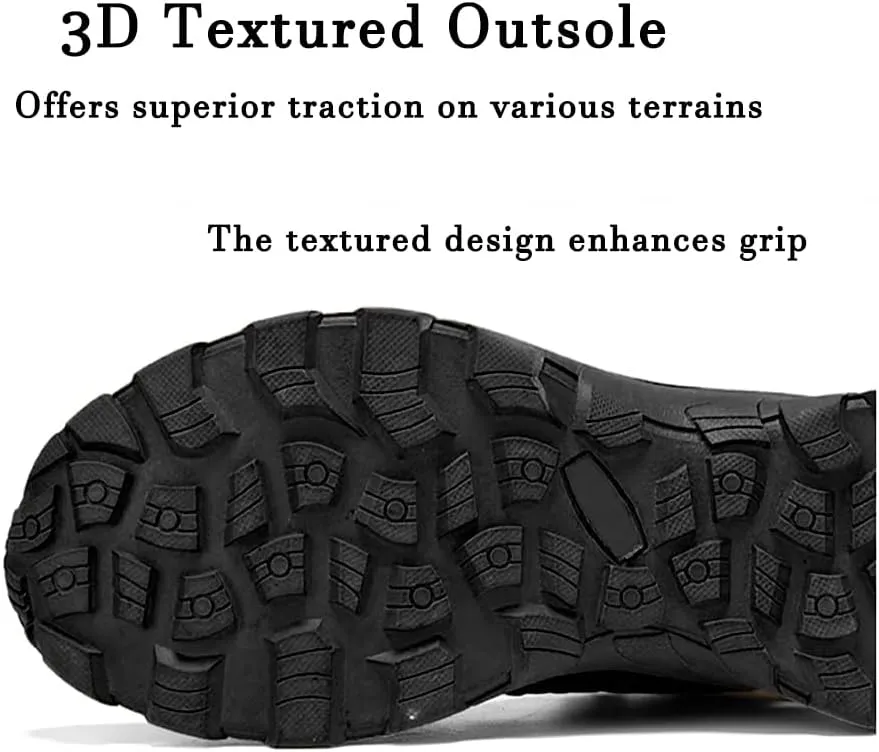 Men's Tactical Ankle Boots: Side Zipper Military Work Boots, Hook & Loop Closure