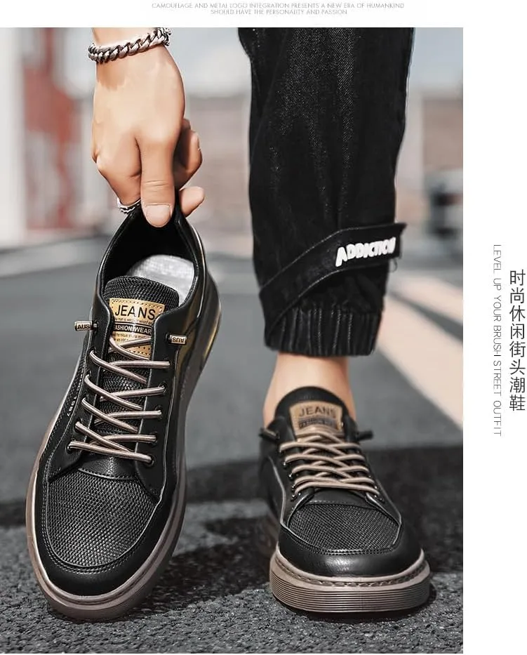 Men's White Low-Top Sneakers - Vintage-Inspired Lace-Up Design for Urban Style
