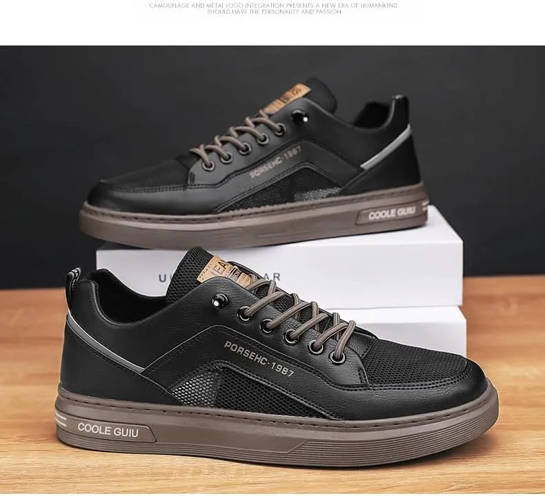 Men's White Low-Top Sneakers - Vintage-Inspired Lace-Up Design for Urban Style
