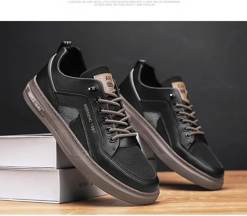 Men's White Low-Top Sneakers - Vintage-Inspired Lace-Up Design for Urban Style