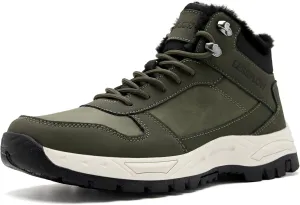 Mens Winter Snow Boots Warm Fur Lined Hiking Boots Anti-Slip Walking Ankle boots Leather Outdoor Shoes