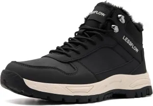 Mens Winter Snow Boots Warm Fur Lined Hiking Boots Anti-Slip Walking Ankle boots Leather Outdoor Shoes