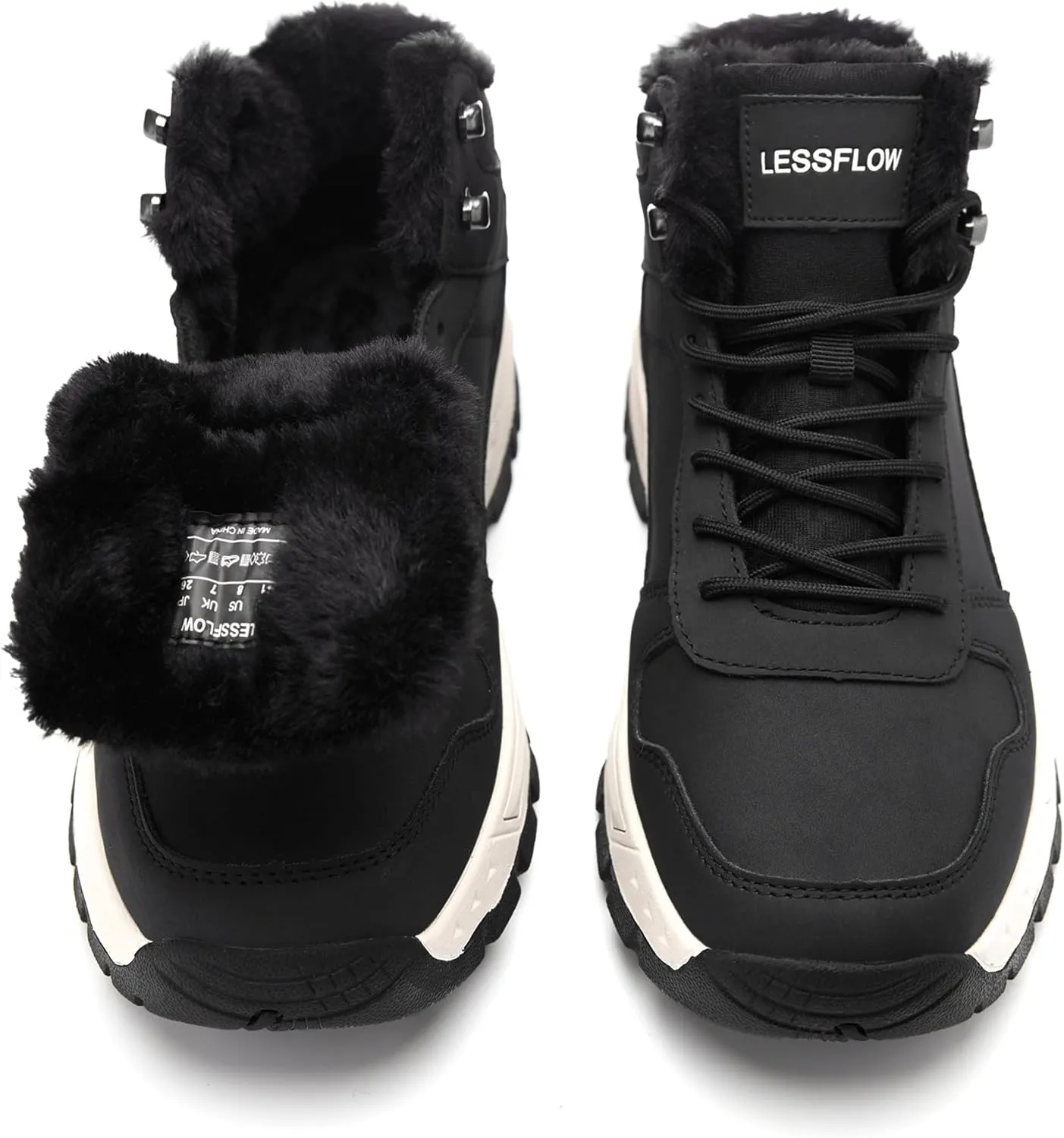 Mens Winter Snow Boots Warm Fur Lined Hiking Boots Anti-Slip Walking Ankle boots Leather Outdoor Shoes
