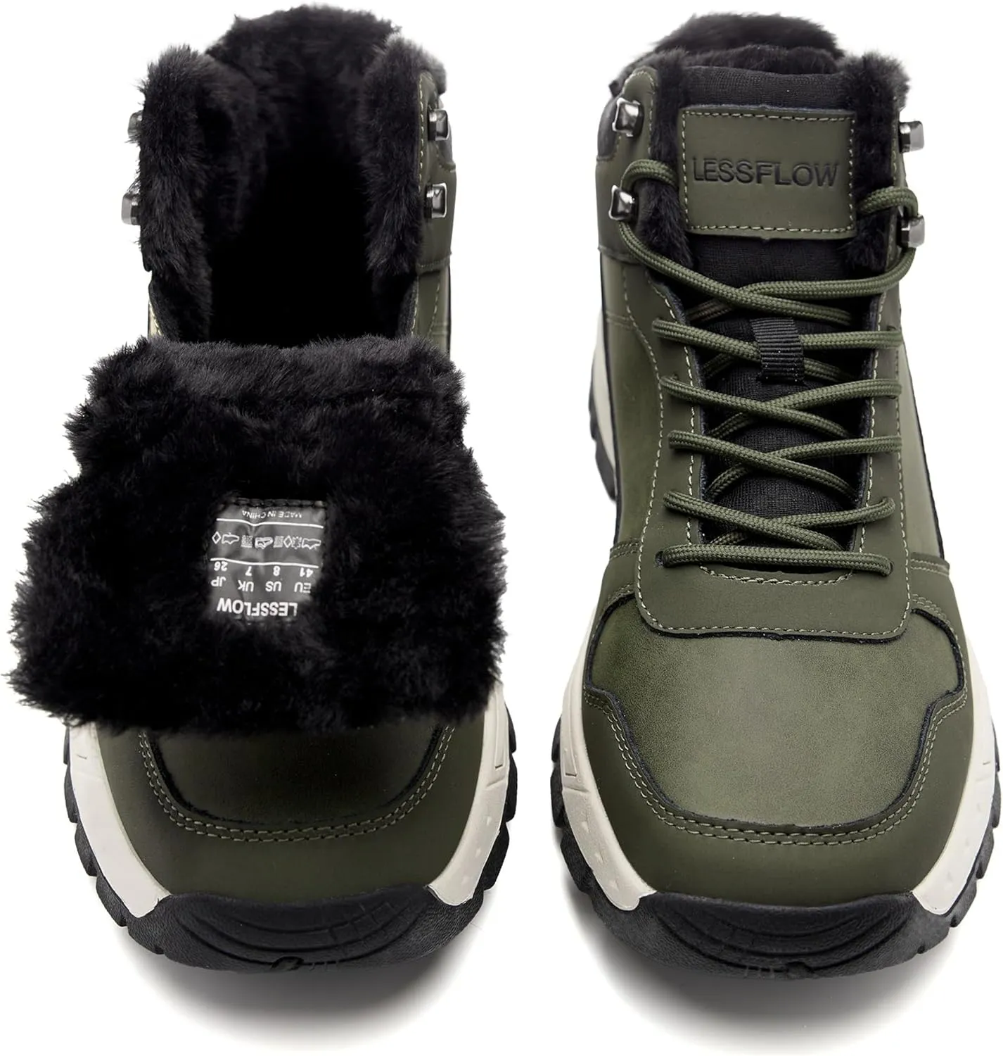 Mens Winter Snow Boots Warm Fur Lined Hiking Boots Anti-Slip Walking Ankle boots Leather Outdoor Shoes