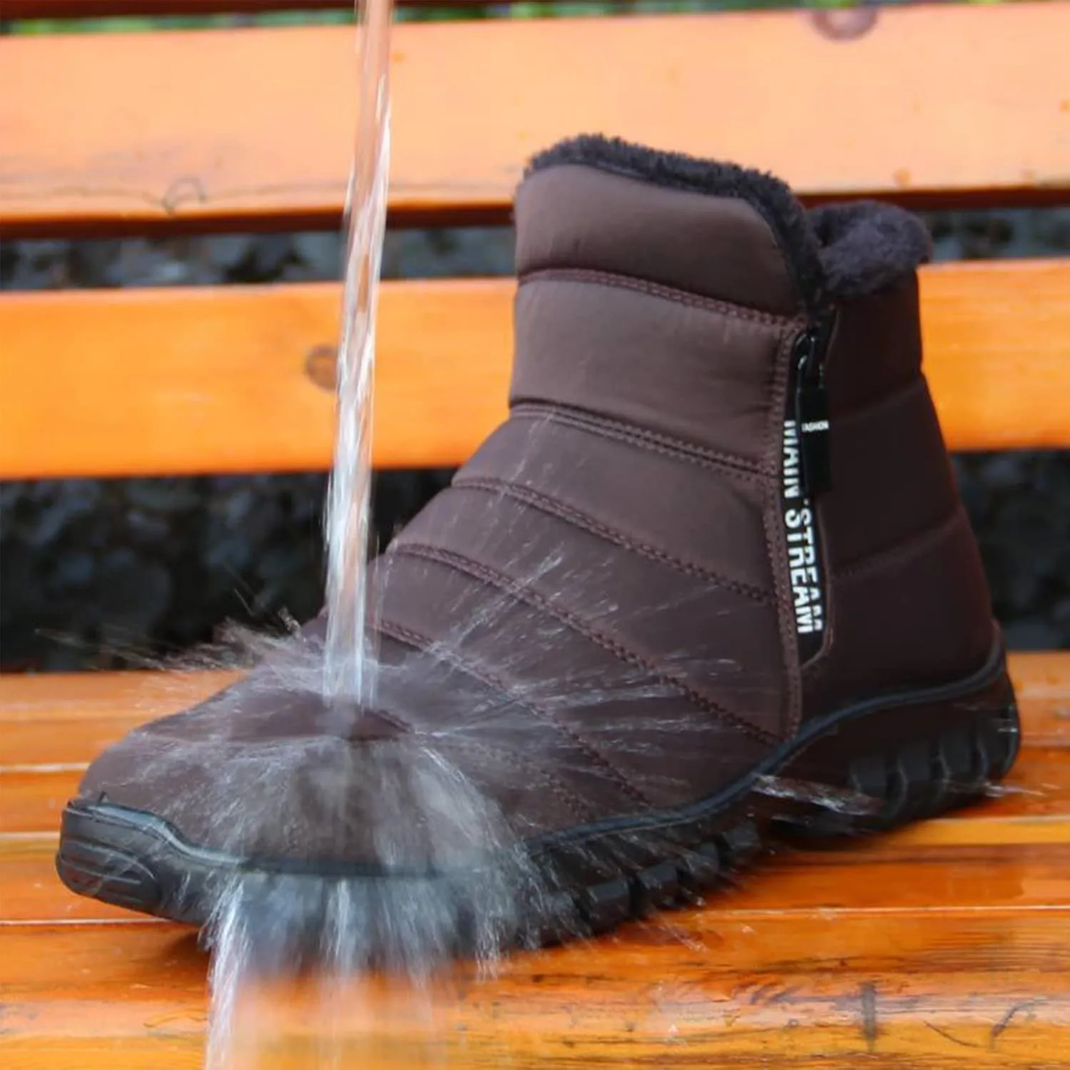 Men's Winter Warm Leather Snow Boots,Non-Slip Waterproof Soft Plush Warm Hiking Outdoor Camping Trekking Backpacking Shoes