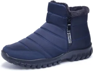 Men's Winter Warm Leather Snow Boots,Non-Slip Waterproof Soft Plush Warm Hiking Outdoor Camping Trekking Backpacking Shoes