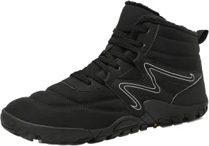 Mens Womens Winter Hiking Boots Wide Toe Box Warm Snow Boots Minimalist Barefoot Boots Zero Drop Sole Waterproof Non-Slip Ankle Booties