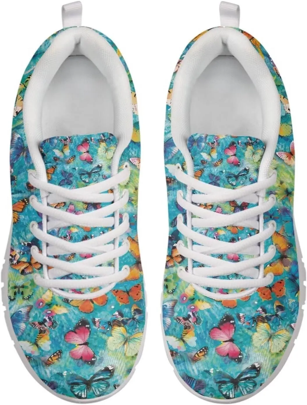 Mumeson Women Novelty Printed Air Mesh Running Sneakers Lightweight Lace-up Casual Walking Shoes
