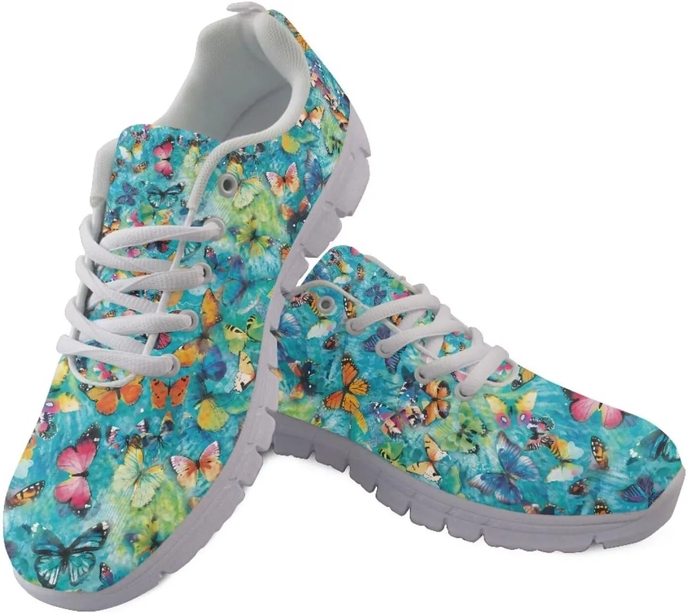 Mumeson Women Novelty Printed Air Mesh Running Sneakers Lightweight Lace-up Casual Walking Shoes