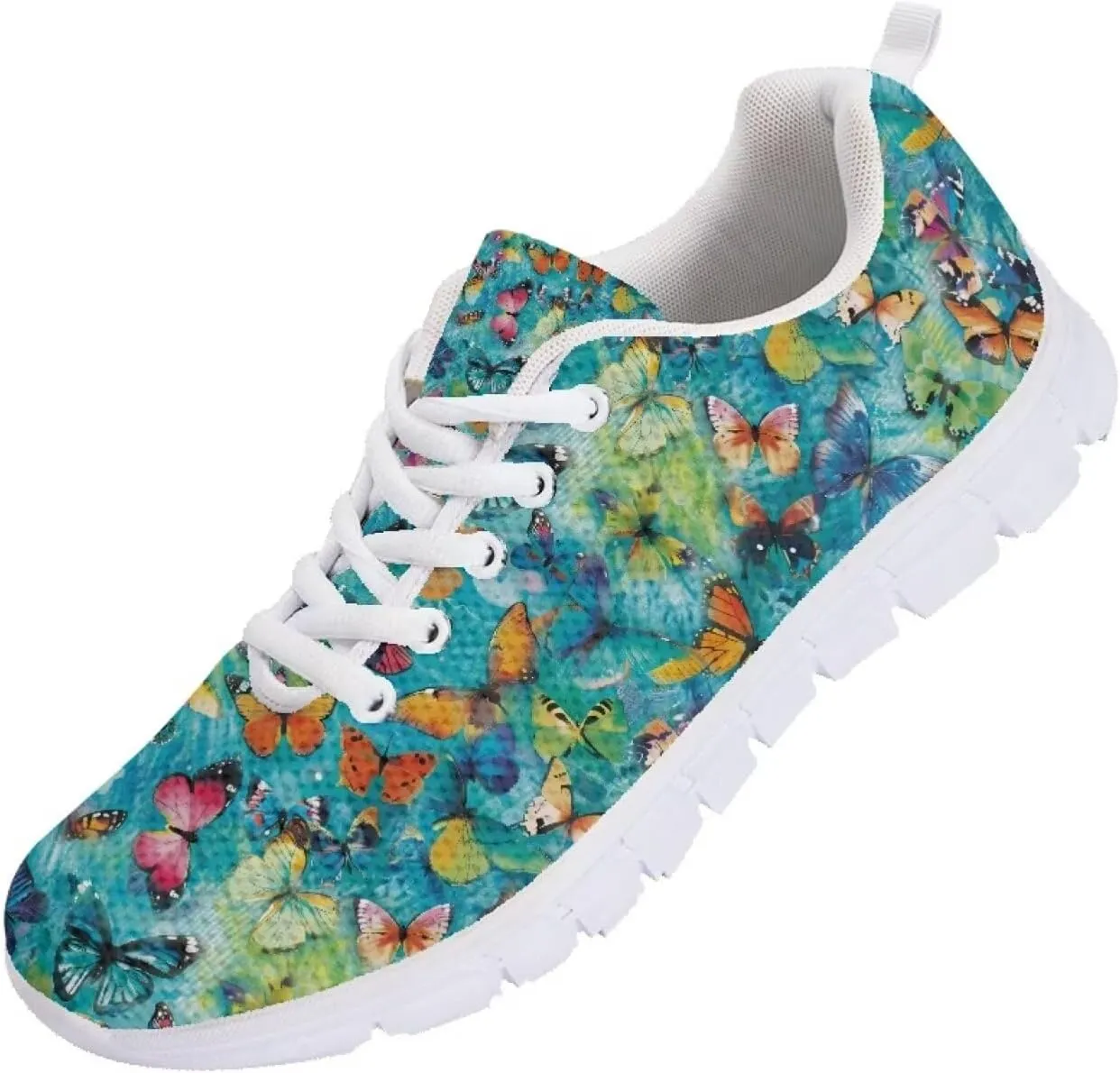 Mumeson Women Novelty Printed Air Mesh Running Sneakers Lightweight Lace-up Casual Walking Shoes