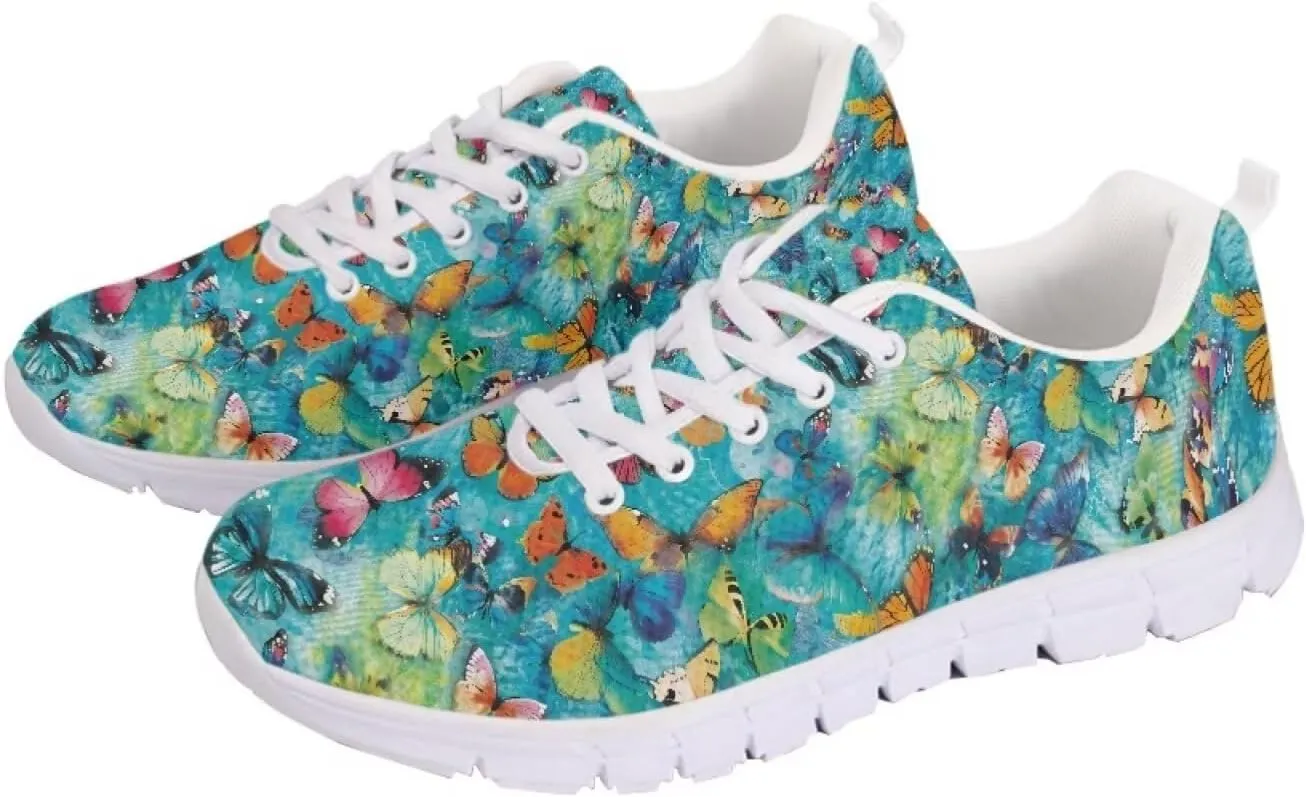 Mumeson Women Novelty Printed Air Mesh Running Sneakers Lightweight Lace-up Casual Walking Shoes