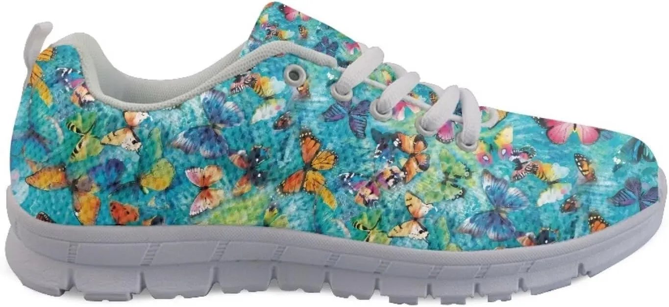 Mumeson Women Novelty Printed Air Mesh Running Sneakers Lightweight Lace-up Casual Walking Shoes